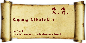 Kaposy Nikoletta névjegykártya